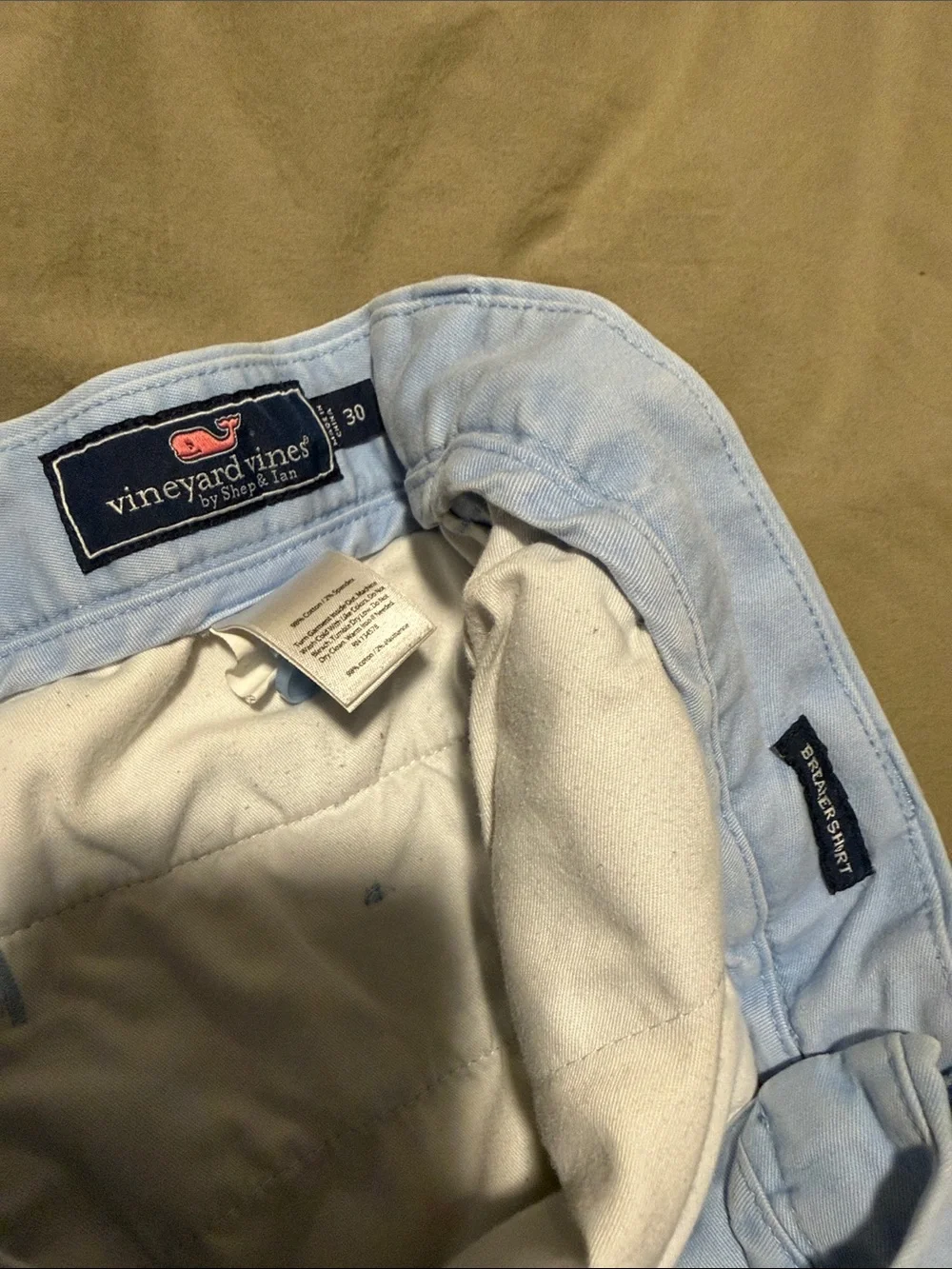 Vineyard Vines Light Blue Flat Front Cotton Shorts